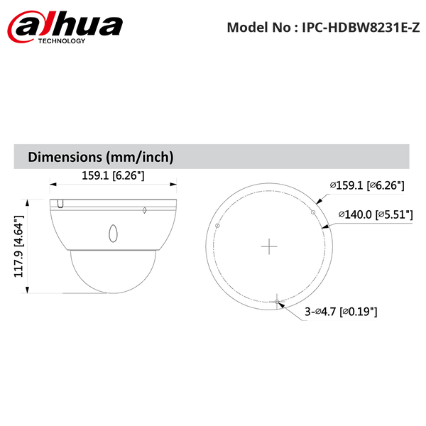 IPC-HDBW8231E-Z Dimensions