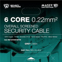 MSEC 6072SCR - 6 Core 0.22mm (7/0.2) Tinned Copper, Screened, RS232, ACA3166 Security Cable