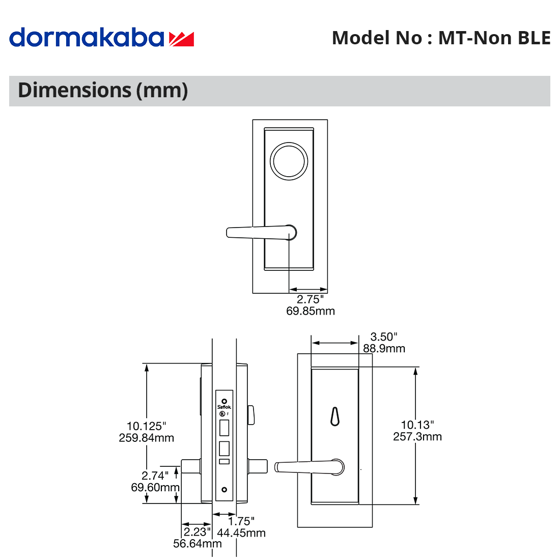 MT-Non BLE Dimensions