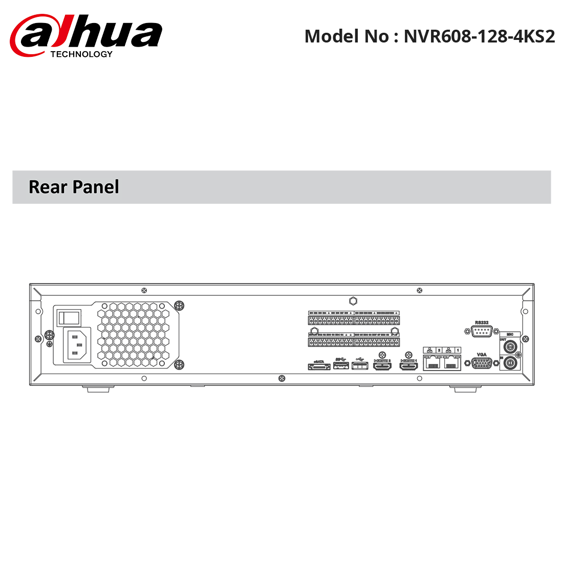 NVR608-128-4KS2 Rear Panel