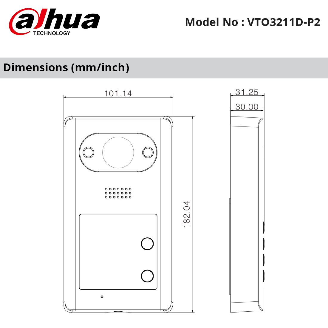 VTO3211D-P2 Dimensions